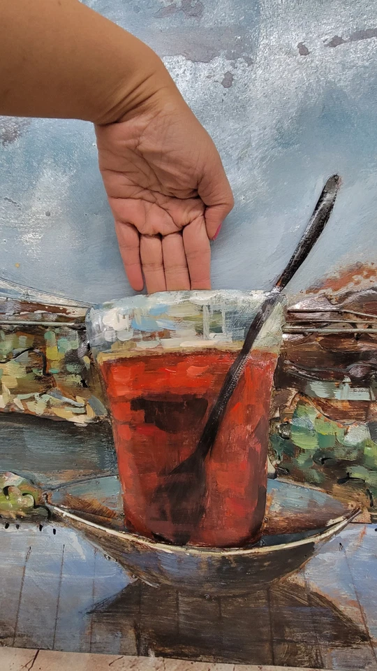 Puente de Brooklyn Escena de Amor Noche Caliente Arte 3D Hecho a Mano Acrílico sobre Metal Obra de Arte Foto 3 de 4