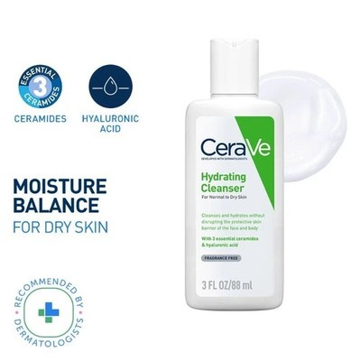 CeraVe Hydrating Cleanser Non-Foaming Face Wash for Dry Skin 88ml Free Delivery