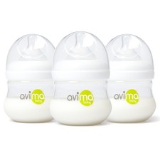 4 oz Anti Colic Baby Bottles with Slow Flow Nipples 0-3M Set of 3 Wide Neck