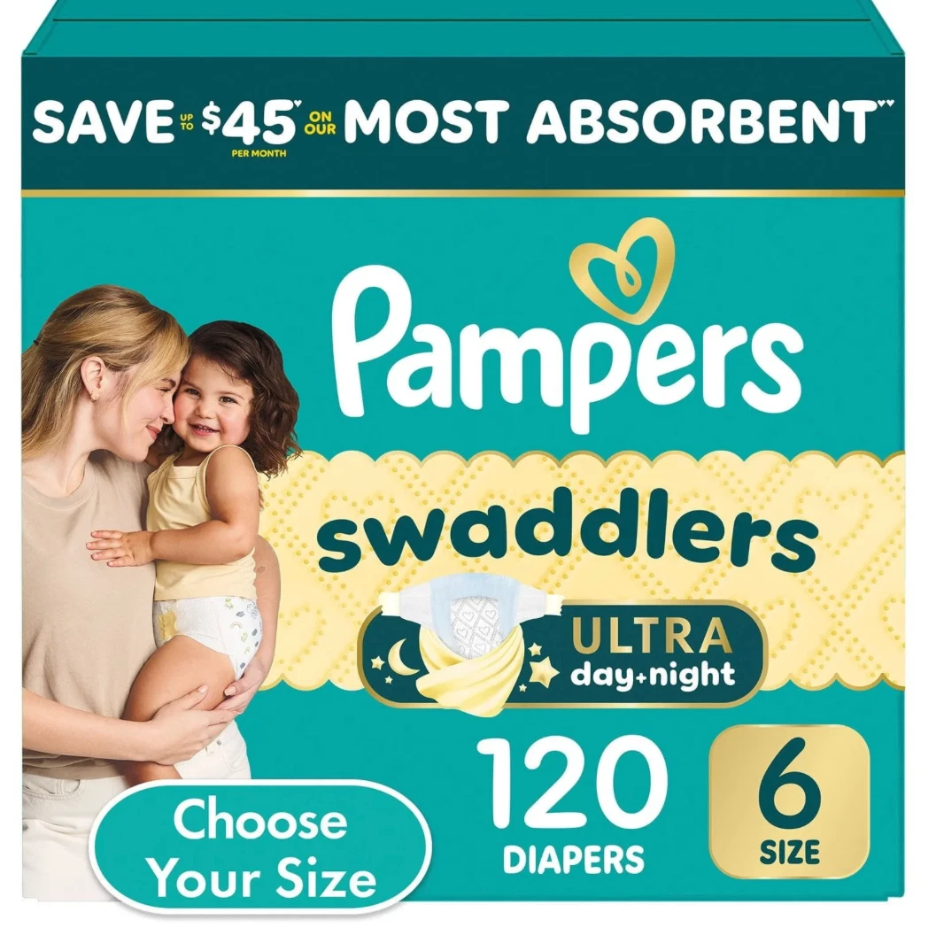 Pampers Swaddlers Ultra Diapers, Size 6 (23-44 Pounds), 120 Count