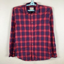 Marine Layer Mens Button Up Shirt Sz L Large Comfort Soft Plaid Excellent