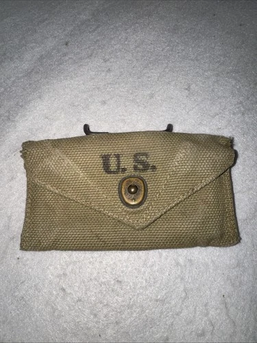 US Military Issue WW2 Medical First Aid Kit Canvas Bandage Pouch Dated 1942