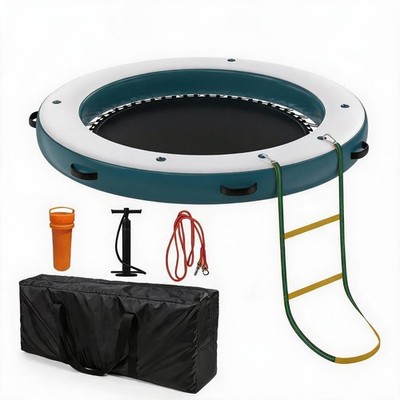 Heavy Duty Inflatable Floating Dock 8FT Round Mesh Pool with Bag & Ladder