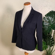 Veronica Beard Navy Blue Virgin Wool Single Breasted Dickey Jacket Blazer Sz. 4