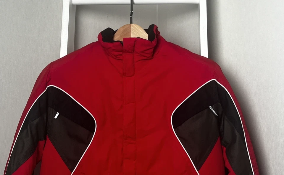 Chaqueta de Nieve de Invierno Reebok Niños Jóvenes M Roja Negra Nylon Edredón Forrado Cremallera Logo Foto 4 de 4
