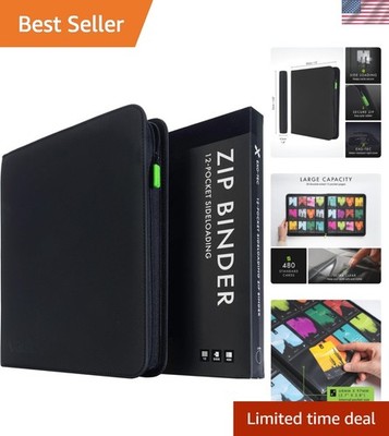 Sleek Black Exo-Tec 12 Pocket Trading Card Binder for Safe Storage - 480 Cards