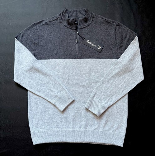 WALTER HAGEN Mens 1/4 Zip Pullover Golf Sweater Cotton Wool Gray Size Medium M - Picture 1 of 13