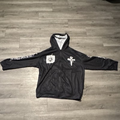  Black Cotton Full Zip Hooded Hoodie logo imprint