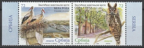 Serbia 2026 Birds, Owls 2 MNH stamps