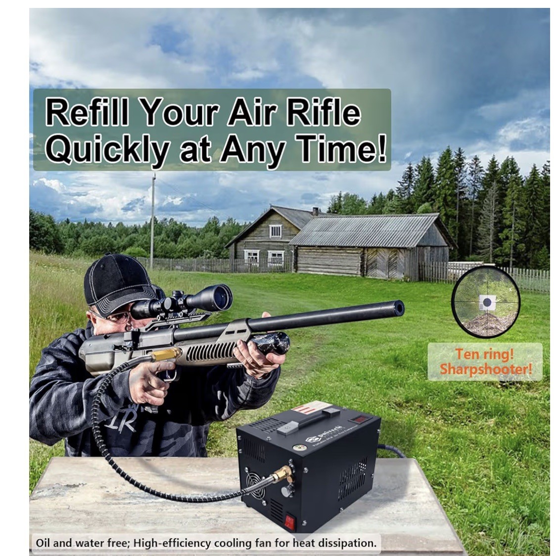 PCP Air Compressor,Built-in Power Converter,Portable 4500Psi/30Mpa,... Fast Ship