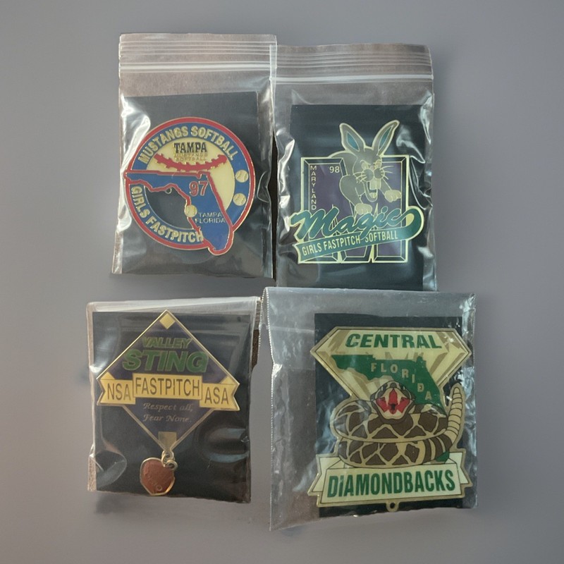 Girls FastPitch Softball Teams State Tournament Lapel Backpack Pins Lot of 4