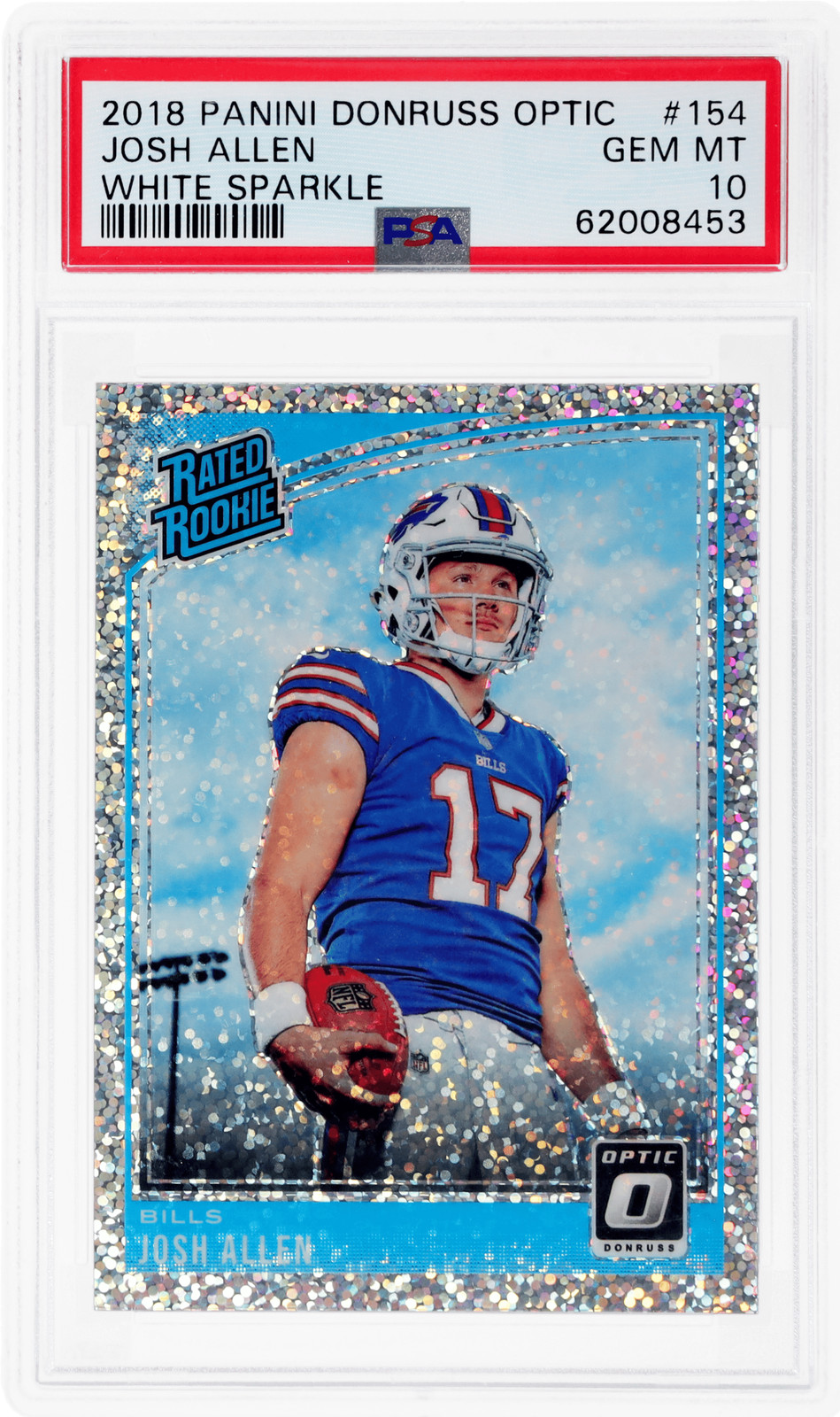 2018 Donruss Optic Josh Allen Rated Rookie White Sparkle #154 PSA 10 Rookie RC