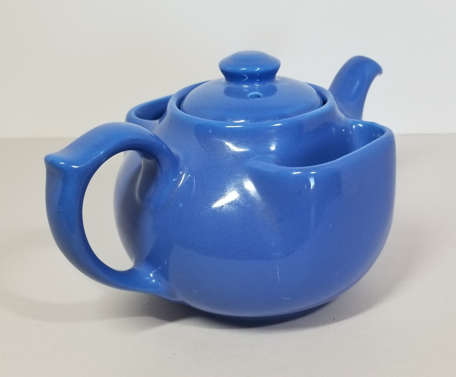 Vintage Hall China Company T-Ball Teapot Blue Made for Bacharach #3274