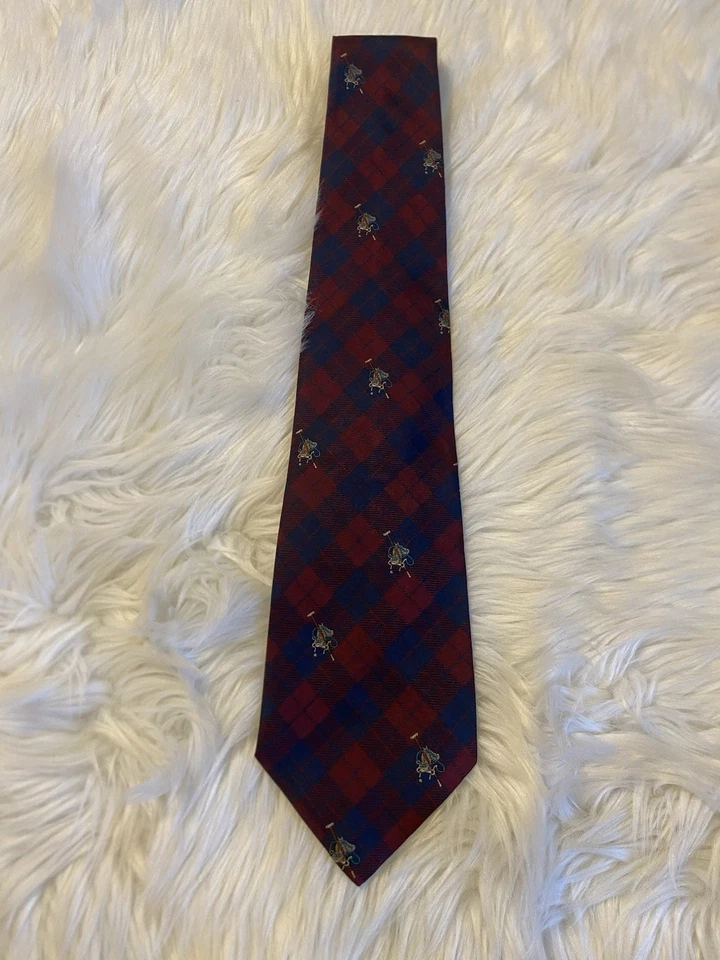 "Corbata de colección Polo Ralph Lauren Preppy tartán a cuadros roja y azul para hombre 58"" X 3,5""" Foto 4 de 4