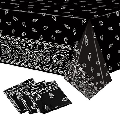 3PCS Bandana Party Tablecloths, Cholo Gangsta Theme Table Covers,Bandana Plas...