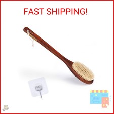 Wooden Bath Brush with Gentle Bristles Long Handle for Shower Back Scrubber Body