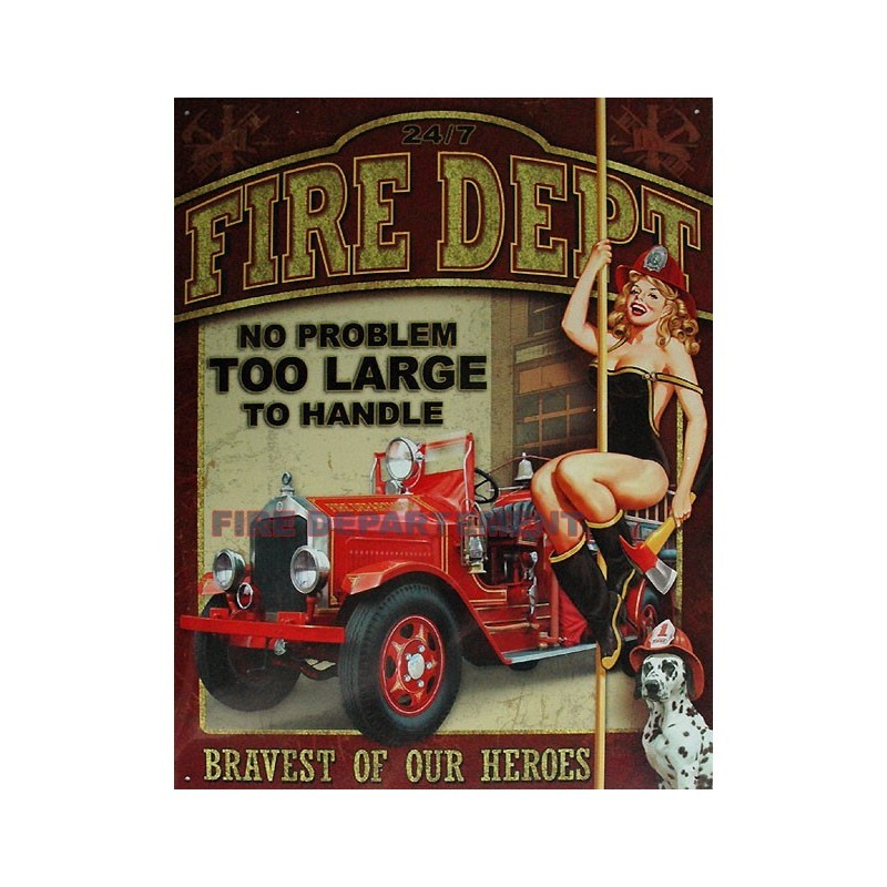 Plaque métal US Fire Department 30x40cm : décoration murale vintage et enseigne tôle publicitaire