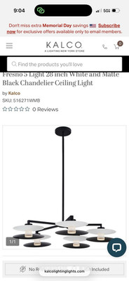 Kalco Fresno 5-Light Chandelier 28 Inch White/Matte Black Finish 516271WMB