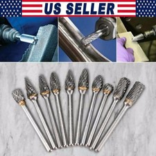 10X Die Grinder Bits w/ 1/4" Shank,Tungsten Carbide Burr Set for Metal Steel USA