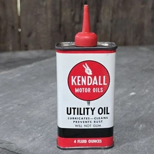Vintage Kendall Motor Oils Utility Oil Tin Advertising 4 oz. Oiler Can Bradford