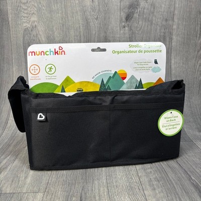Munchkin Kinderwagen Organizer Universal Fit Tücher Etui Hakenschlaufe Riemen Schwarz Neu