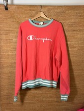 Vintage Champion Reverse Weave Pink Salmon Coral Sweatshirt Mens Large L