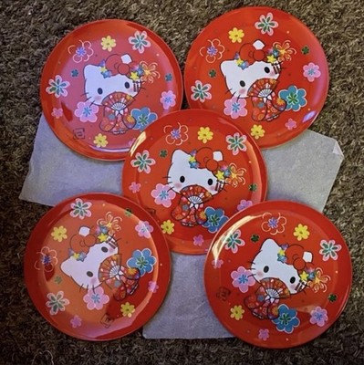 Santio Hello Kitty Set Of Five Plates Red Super Cute Dishwasher Safe