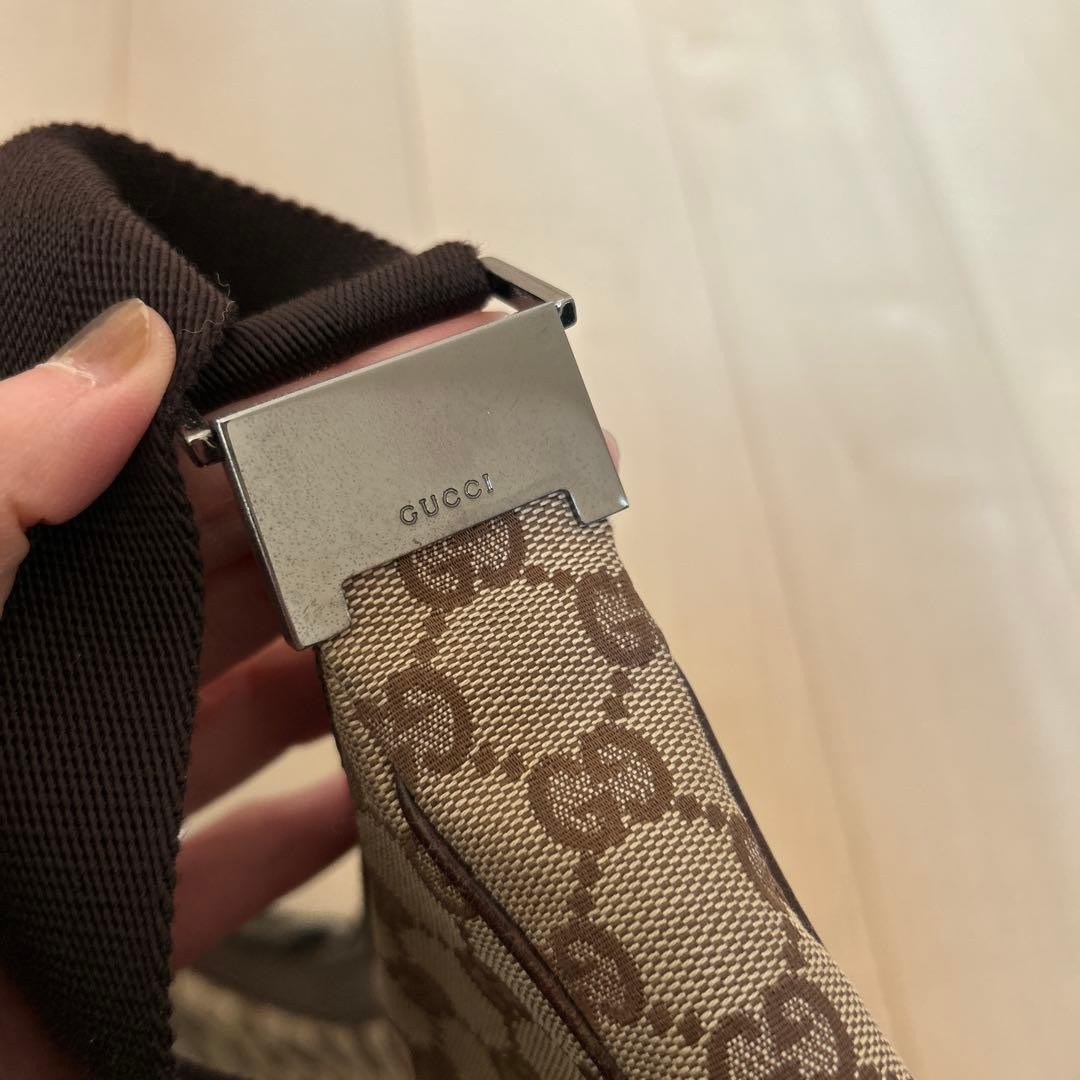 GUCCI Vintage Canvas Shoulder Bag Brown Leather Crossbody Authentic thumbnail 9