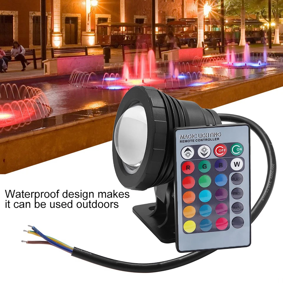 RGB LED Underwater Light Waterproof Multi Color Outdoor Garden Spotlight AC/DC - Image 3 of 4