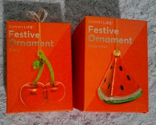 Sunny Life Festive Christmas Ornaments WATERMELON & CHERRY NIB