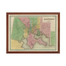 Old Map of Baltimore, MD 1838 - Vintage Baltimore Maryland A
