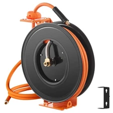50 Foot 3/8 Inch Hose Reel Air 300 PSI Retractable Rubber Swivel Style