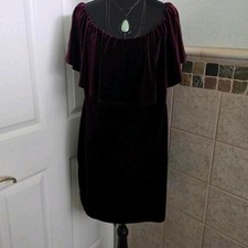Forever 21+ Burgundy Velvet Off The Shoulder Mini Dress Party Dance Goth Glam
