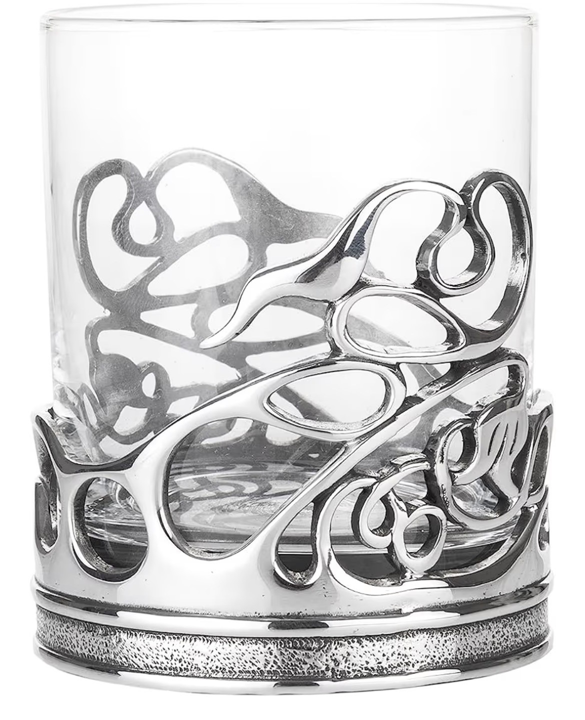 AE Williams Stunning Pewter Never Ending Swirl Whisky Tumbler Glass-image