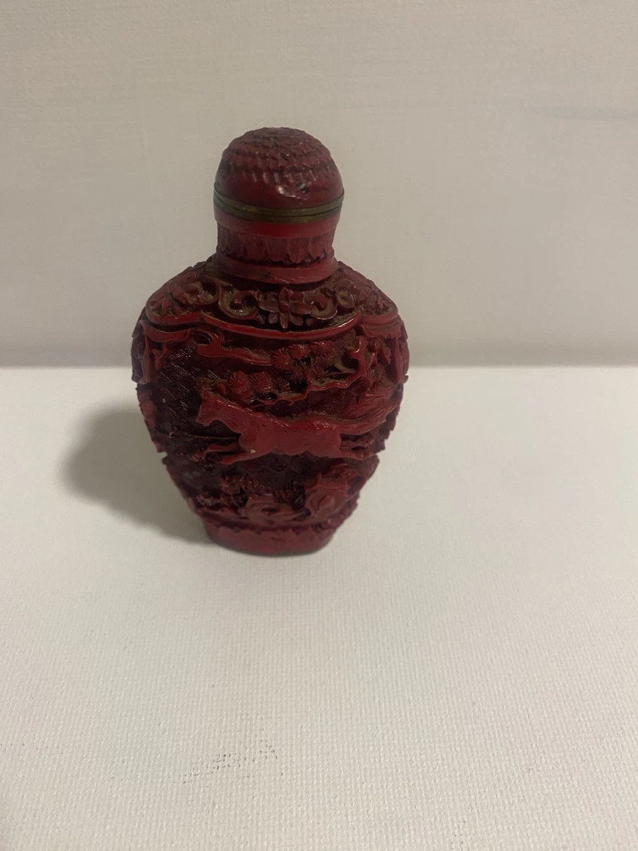 红色黄铜主要古董中国鼻烟壶| eBay