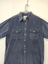 Vintage High Sierra Heavyweight Corduroy Button Up Men L Navy Blue Shirt Outdoor