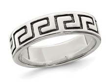 Greek Key Sterling Silver Band Ring 5mm 