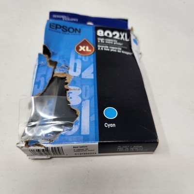 EPSON 802 XL Genuine Ink Cyan New Open Box 05 2027 Expiry 