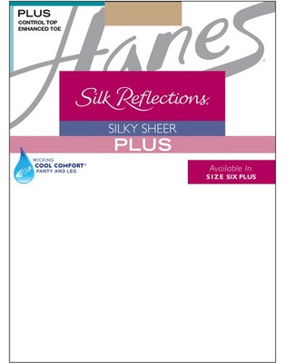 Hanes Plus Silk Reflections Silky Control Top Re-Toe Pantyhose-Choose Color Size