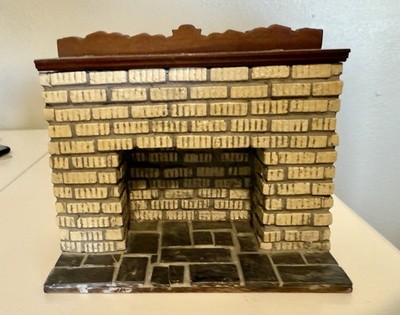 Brick And Slate Dollhouse Fireplace With Wiring/light - Vintage 1970s