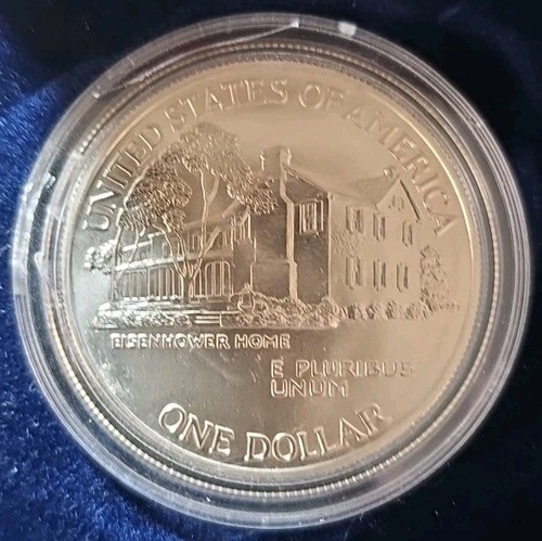 1890-1990 P Eisenhower Centennial Proof 90% Silver $1 Coin in Capsule - Picture 4 of 4