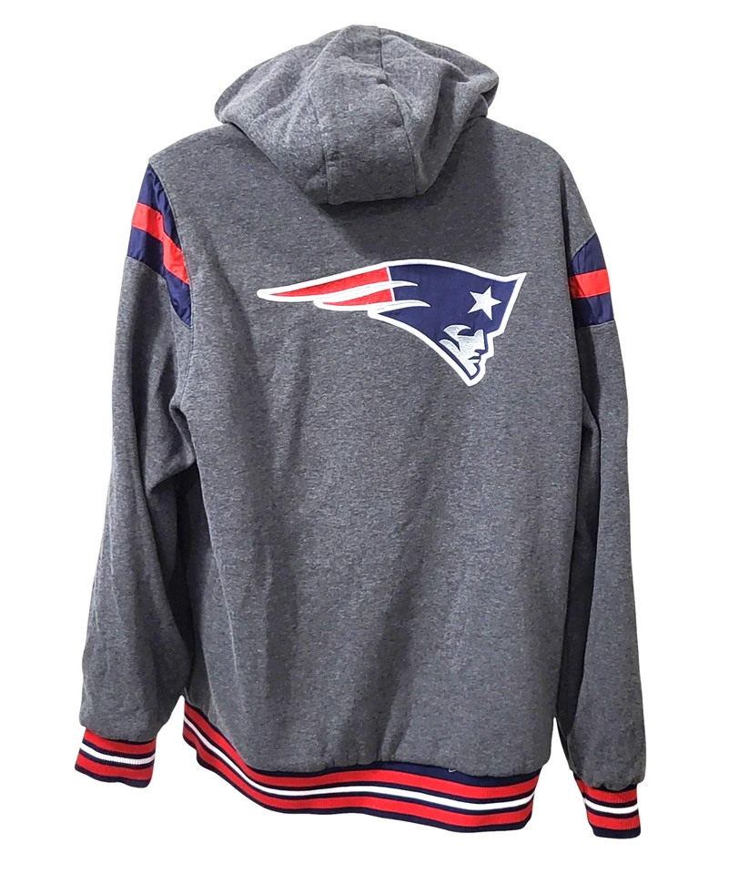Jaqueta Bombardeiro Reversível New England Patriots Masculina Tamanho 2XL Azul/Vermelho Poliéster - Imagem 4 de 4