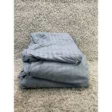 King Size Extra Soft 4 Piece Sheet Set Grey Striped Polyester Home Bedroom