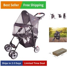 Full-Window pet Stroller 4 Wheels for Cats  Dogs, with Storage Basket,Cup Ho...