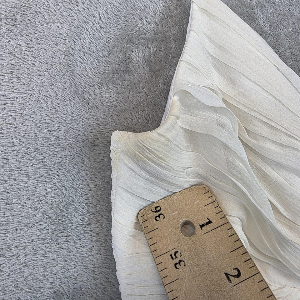 Alexis Dress Womens Large Ivory Silk Pleated Spaghetti Strap V Neck Midi Formal - Image 4 of 4