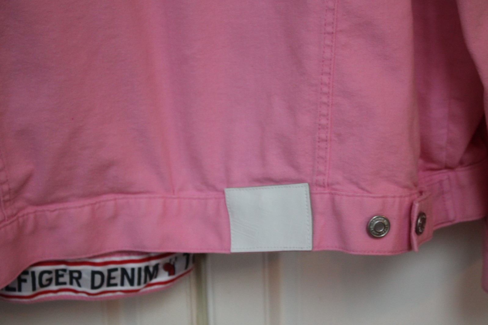 Tommy Hilfiger Women Denim Jean Pink Button Front Jacket  XL  Clean EUC image 8