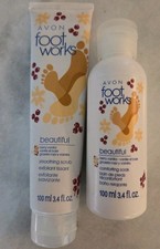 Set Avon Foot Works Beautiful Berry Vanilla Smoothing Scrub Comforting Soak