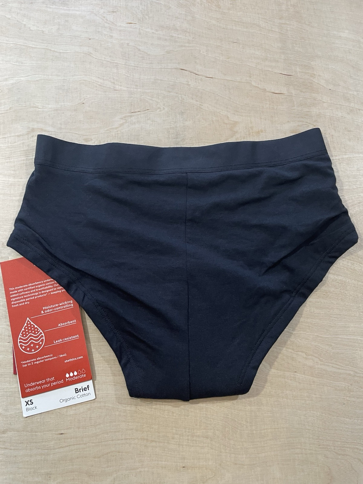 Thinx Brief Moderate Period Menstrual Underwear Panties Organic Cotton Sz XS