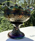 Antique NORTHWOOD Carnival Glass Punch Bowl Grapes & Cable GC