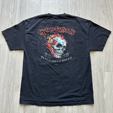 2005-06 Sturgis Black Hills Rally Skull And Flames Shirt Size XL